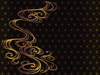 和柄 黒 金 雲 麻の葉