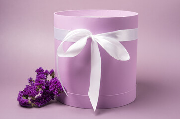 a lilac hatbox. Gift Packaging