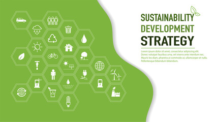 Sustainability development strategy background and template, vector illustration