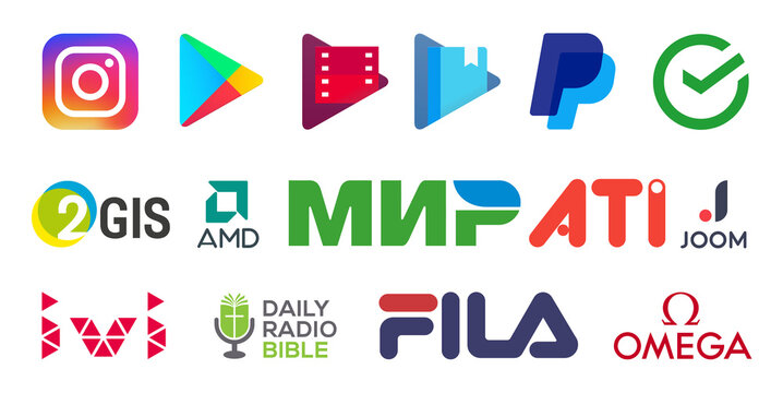 logos of famous brands, icons with company logos