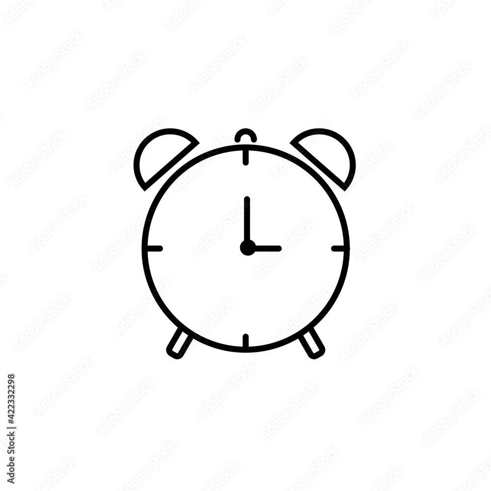 Poster alarm clock icon. black icon isolated on white background. old clock silhouette. simple icon. web si