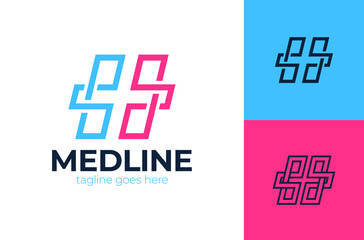 Creative Health Care Concept Logo Design Template. Cross plus medical logo icon design template elements