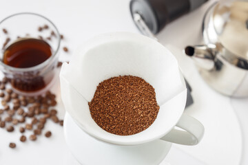 Drip coffee, brewing filter coffee at home