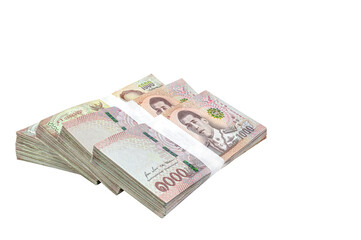 Obraz na płótnie Canvas money banknote thai baht on white, savings money and financial business concept, copy space