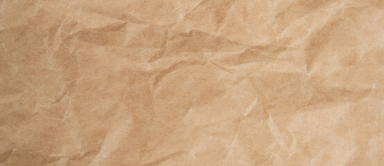 Close up crumpled brown paper texture and background with copy space