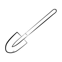 Garden shovel hand drawing icon isolated on white background. Vector
