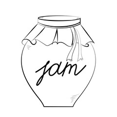 Jar with jam hand drawing icon isolated on white background. Vector
