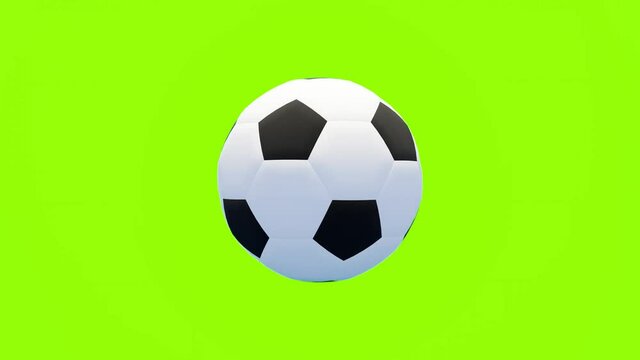 A Soccer ball spinning on green screen., Sport news background., 4k animation