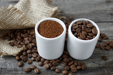 Fresh beans and ground coffee