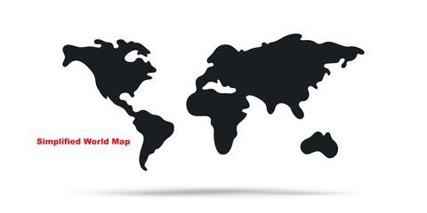 Simplified world map vector illustration