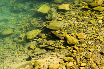 Obraz premium The stones under the pond, close-up as a background.