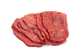 Obraz premium Fresh raw steaks isolated on white background.................