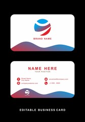 Editable red blue color business card template