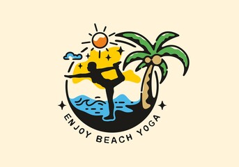 Fototapeta na wymiar Colorful yoga beach circle illustration