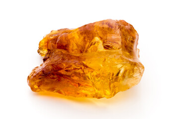 Brown caramelized sugar on white background.