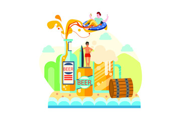 Summer Time scene Vector Illustration concept. Flat illustration isolated on white background.