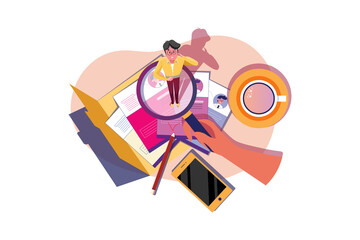 Recruitment Hand Zoom Magnifying Glass Picking Business Person Candidate People Group