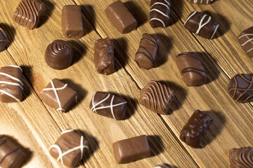 Chocolates on a wooden table