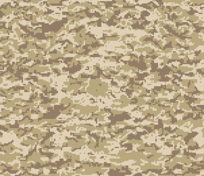Vector pixel camouflage, digital sand background.