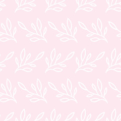 Fototapeta na wymiar Pastel pink leaf seamless repeat pattern vector design
