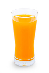 glass of orange juice on white background