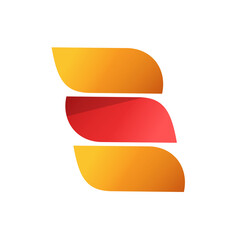 Abstract orange red color logo with 3 gradient elegance leaves elements vector logotype template design, idea of beauty wing shaped power curve emblem, colorful geometric file style symbol