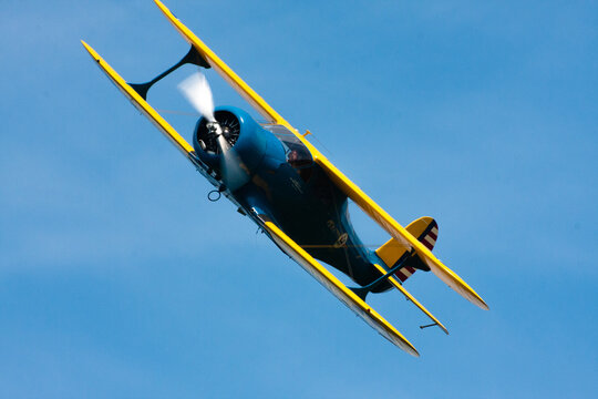 Blue And Yellow Biplane