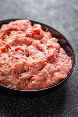 minced meat turkey or chicken grind healthy diet meal top view copy space for text food background rustic image keto or paleo diet