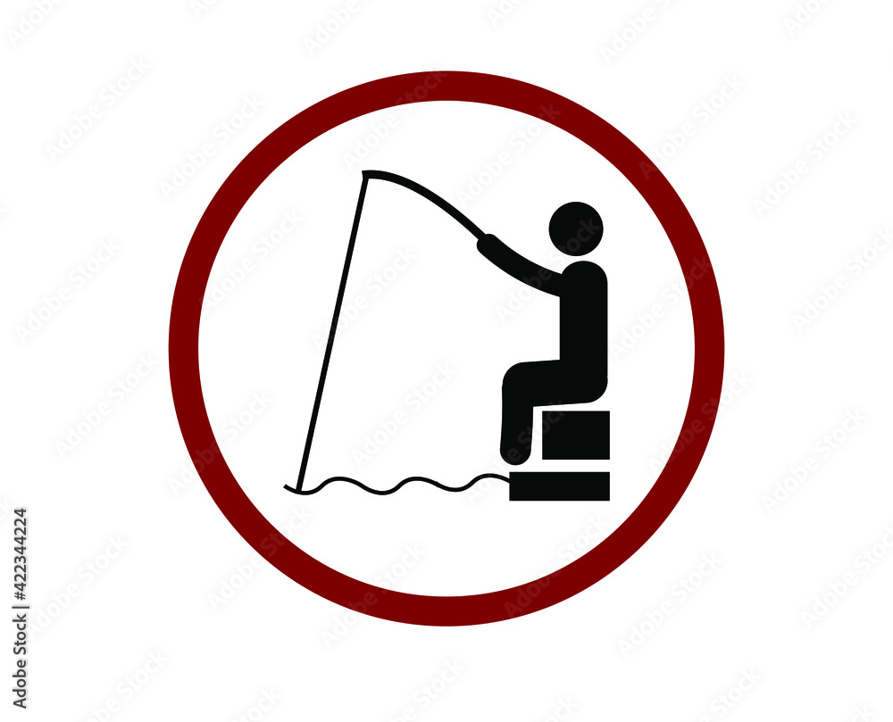 Poster no man fishing vector icon. editable stroke. linear style sign for use on web design and mobile apps