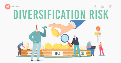 Diversification Risk Landing Page Template. Investment, Financial Management, Guarantee of Security Financial Savings