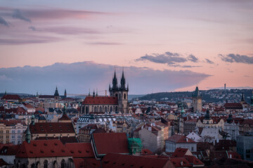 Fototapeta na wymiar Prague, Czechia - Prague old town during sunset
