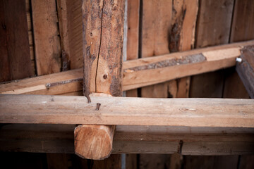 Naklejka na ściany i meble Wood roof in old house
