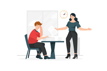 Two people working together in a stressful atmosphere.