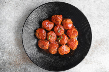 meatballs tomato sauce meat second course healthy diet meal top view copy space for text food background rustic image