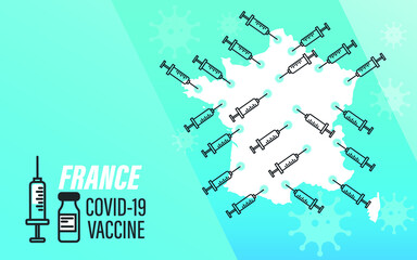 vaccination time, healthcare concept background, banner. Coronavirus Concept With  france   Flag.