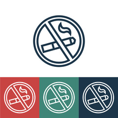 Linear vector icon with do not smoke