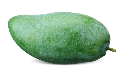 Green mango isolated on white. mango clipping path