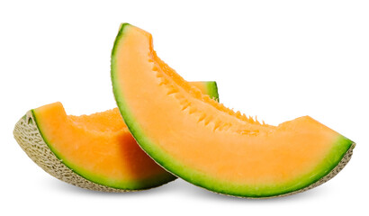 Slice melon isolated on white. melon clipping path