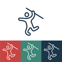 Linear vector icon with man throws spear