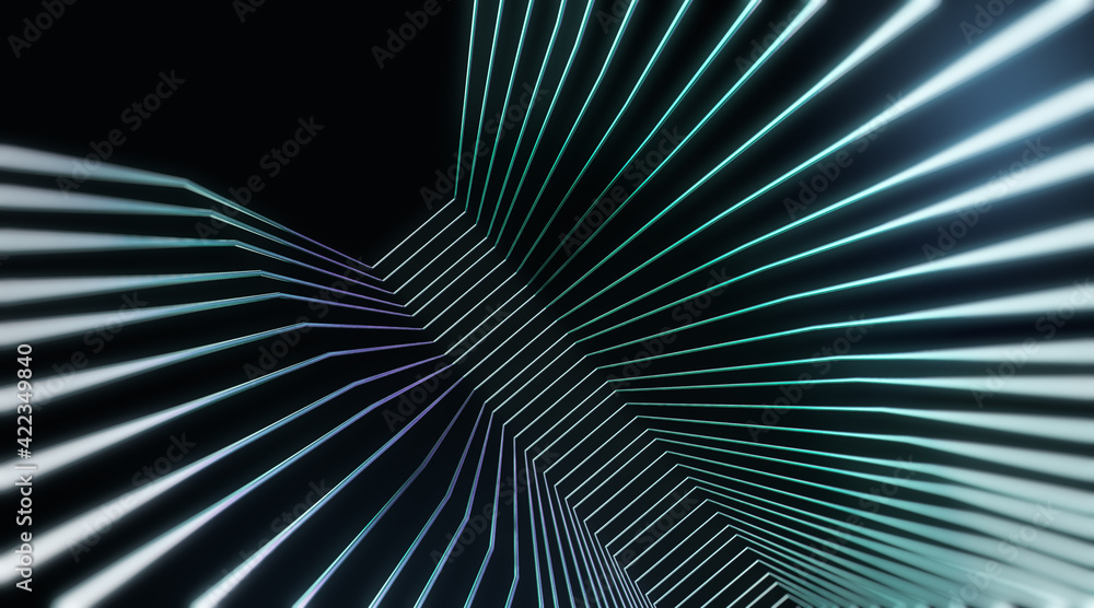 Poster abstract backdrop with colorful lines and dark spot on the corner