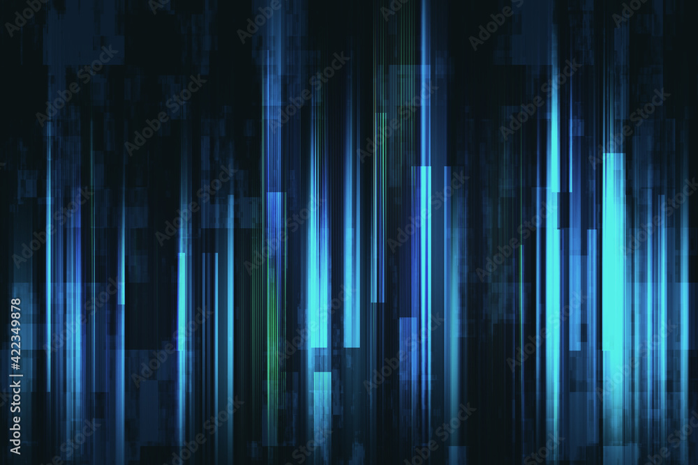 Poster abstract dark art backdrop with digital glowing lines. mockup