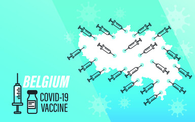 Covid-19 Vaccination Campaign in the European Union. Belgium vaccination and health concept. background, banner, vector.
