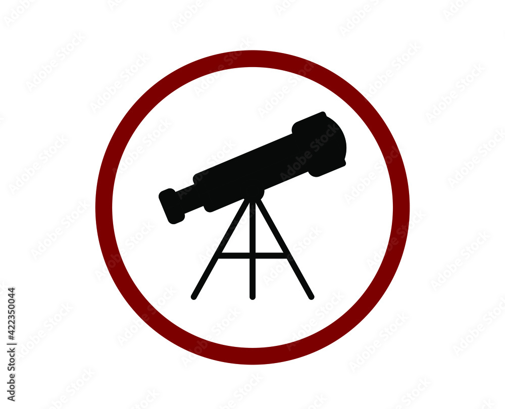 Poster no telescope vector icon. editable stroke. symbol in line art style for design, presentation, websit