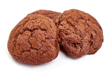 Fototapeta na wymiar Chocolate cookies, isolated on white background. High resolution image