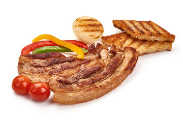 Grilled pork belly, isolated on white background