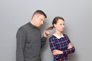 Portrait of couple after quarrel, relationship concept