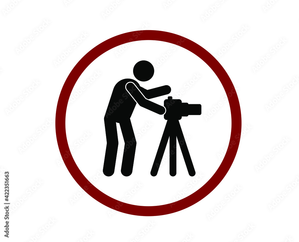 Poster no photographer vector icon. editable stroke. linear style sign for use on web design and mobile app