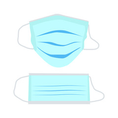 Surgical mask isolated on the white background. Corona virus prevention, vector illustration