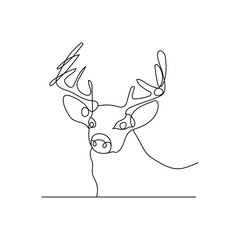 Deer illustration of continuous line drawing art