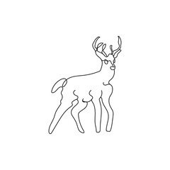Deer illustration of continuous line drawing art